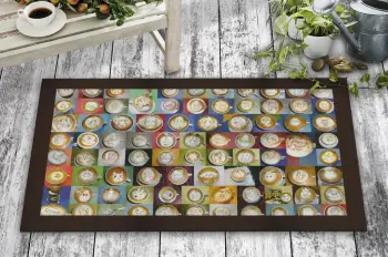 Shilte hyrëse PVC Aberto Design, filxhanë kafeje, shumëngjyrëshe, 45x70cm