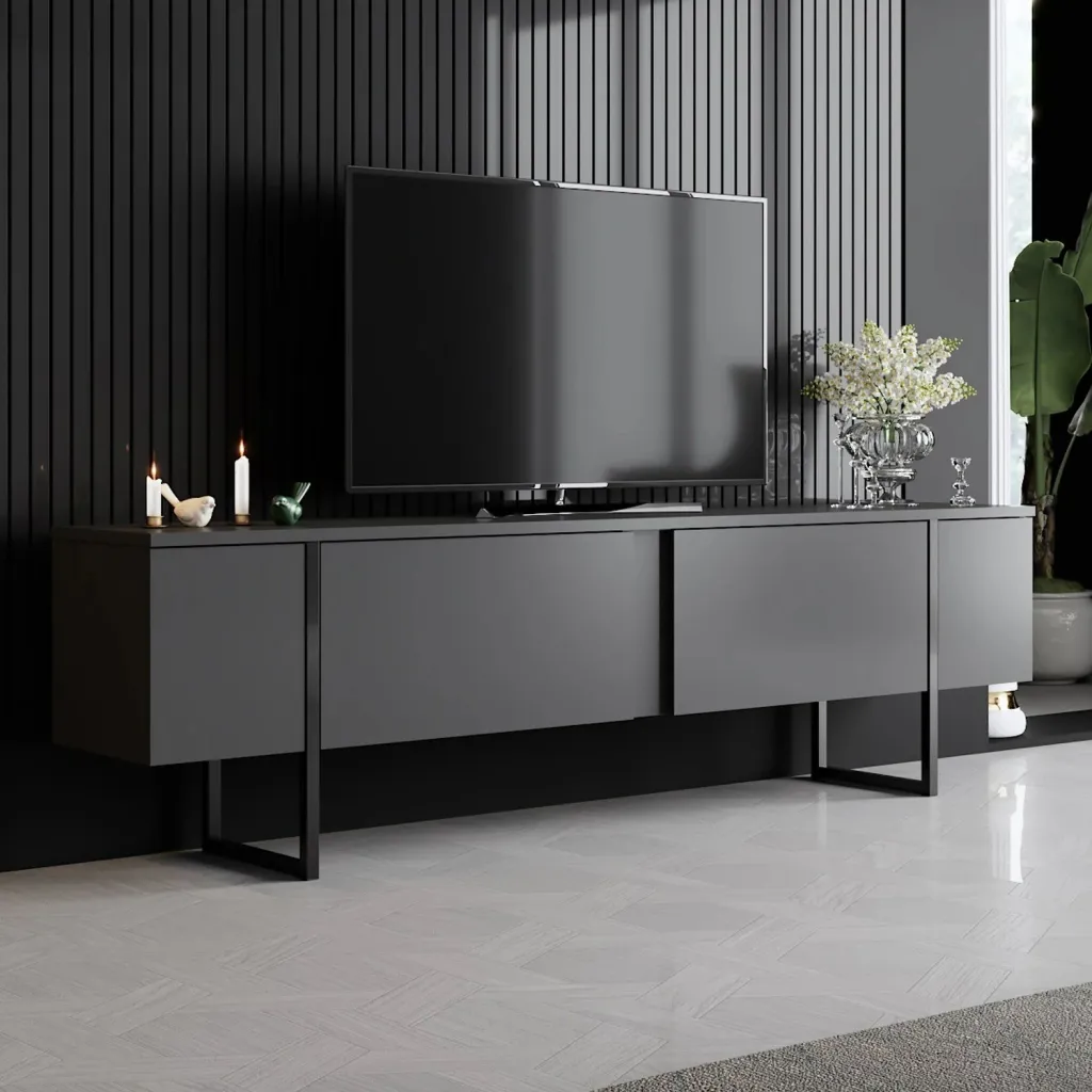 Set mobiljesh për dhomë dite, Luxe, antracit, e zezë - 4