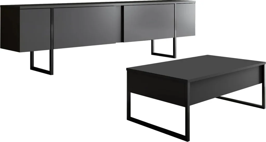 Set mobiljesh për dhomë dite, Luxe, antracit, e zezë - 10