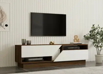 Komodë TV Hanah Home, Koza, ngjyrë arrë dhe e bardhë