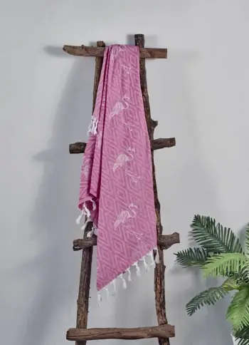 Peshqir plazhi Fouta, model Flamingo, ngjyrë fuchsia, 100x180cm (1 copë)