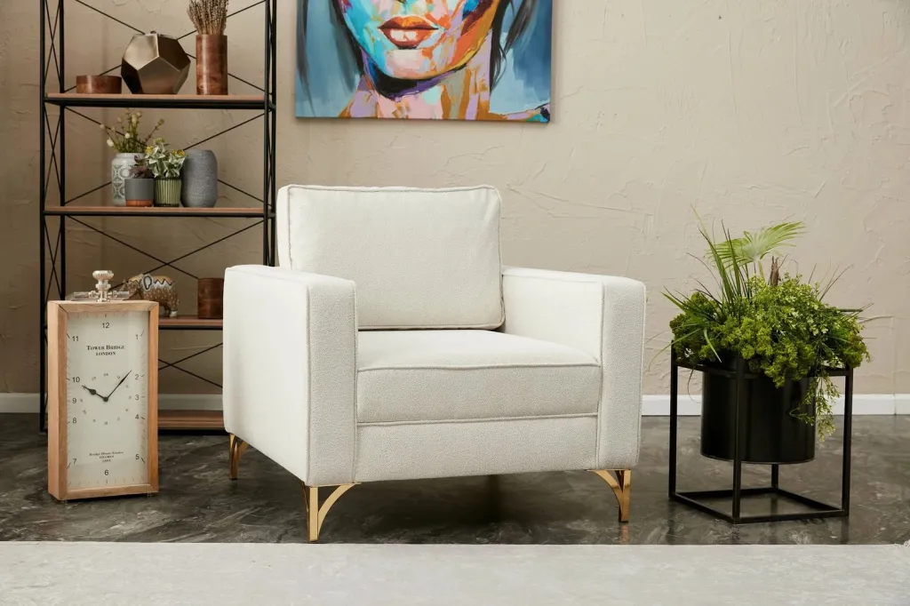 Karrige një vendëshe Atelier del Sofa, Berlin, krem, ari - 1