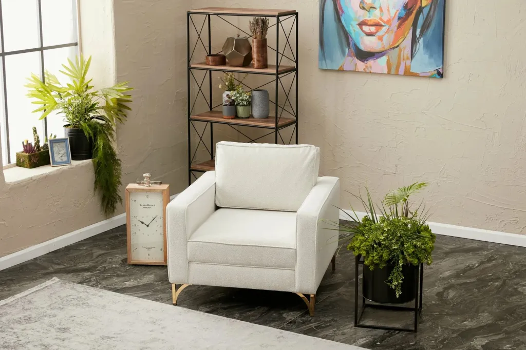 Karrige një vendëshe Atelier del Sofa, Berlin, krem, ari - 2