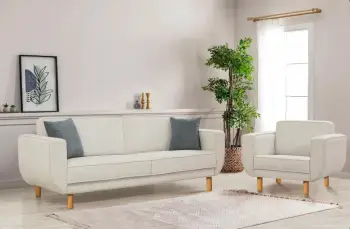 Set divani me krevat Atelier del Sofa, Lorus, ngjyrë lisi dhe krem