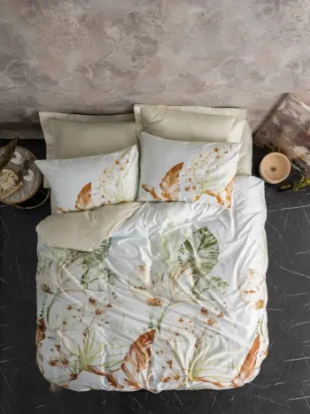 Set mbulesë për jorgan dopio, saten, L'essentiel, ngjyrë bezhë, luster