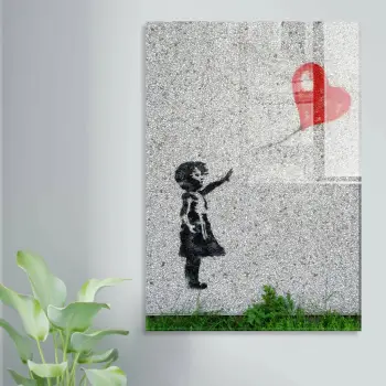 Pikturë dekorative prej xhami të temperuar, Banksy, shumëngjyrëshe, 30x45cm, UV-017