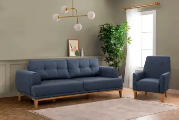 Set divanësh Atelier del Sofa, Vina, ngjyrë kaltër e errët, këmbë druri Atlantic Pine