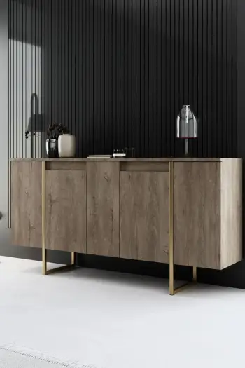 Konsolë Hanah Home, Luxe, ngjyrë arre, e artë
