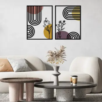 Aksesor dekorativ muri prej metali dhe druri, shumëngjyrësh, Wallity Majestic, 95.5x60cm