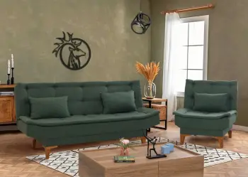 Set divan-krevat dhe karrige, ngjyrë e gjelbër, Atelier del Sofa, Santo-TKM03-1070