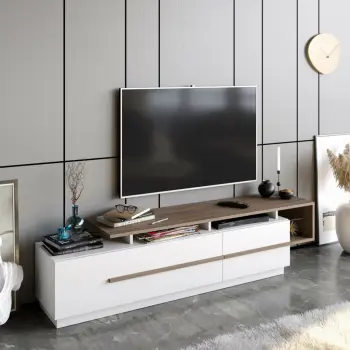 Komodë TV Hanah Home, Pia, ngjyrë arrë dhe e bardhë