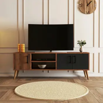 Komodë TV Exxen, ngjyrë arrë dhe antracit, 150x52x34cm