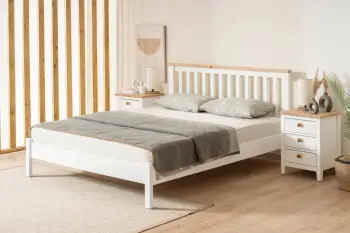 Krevat teke Hanah Home, Fidan Modern Country, 90x200, ngjyrë e bardhë dhe lis