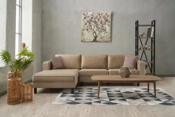 Këndare Atelier del Sofa, kadife Kale, kënd i majtë, ngjyrë krem