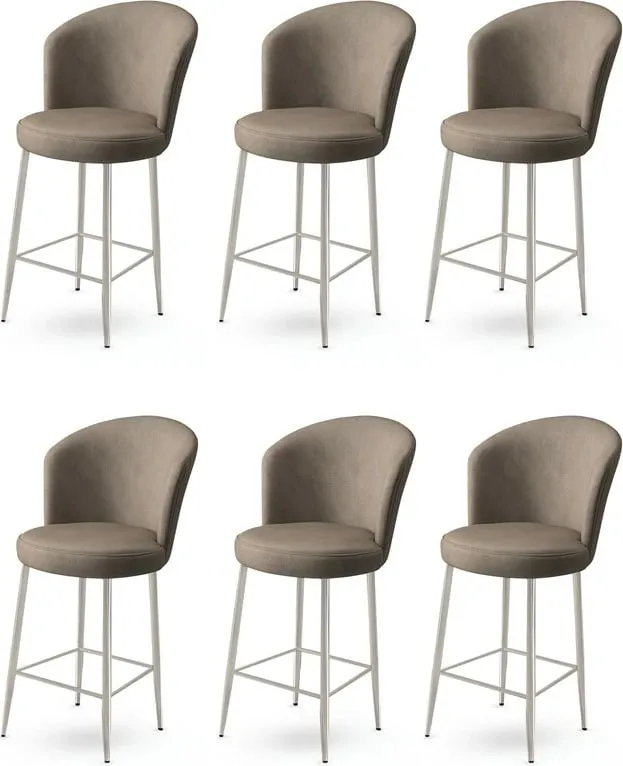 Set karrigesh për bar (6 copë), Hanah Home, Fora, kapuçino, krom - 1