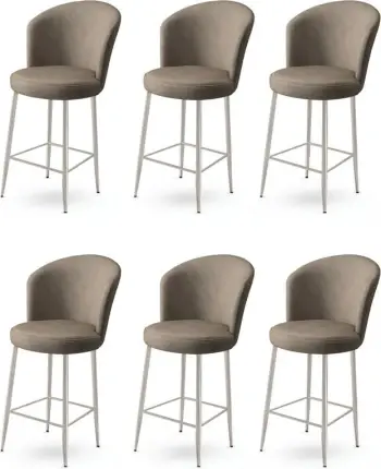 Set karrigesh për bar (6 copë), Hanah Home, Fora, kapuçino, krom