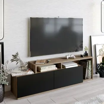 Komodë TV Hanah Home, Nexera, ngjyrë arre, e zezë