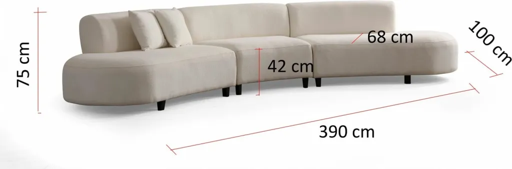 Këndare Atelier del Sofa, ngjyrë krem, U-shape, (L1 + 01 + 1R) - Corner v2 - 10