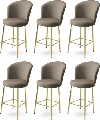 Set karrigesh për bar (6 copë), Hanah Home, Fora, kapuçino, ari