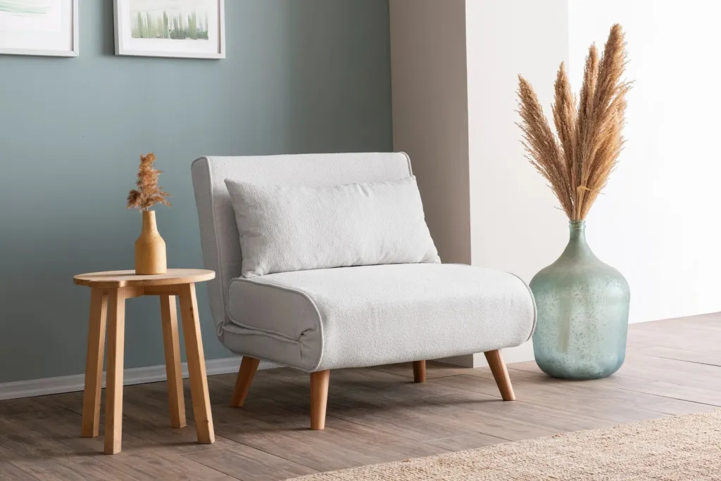 Krevat-karrige një vendi Atelier del Sofa, Folde Single, material teddy, e bardhë - 1