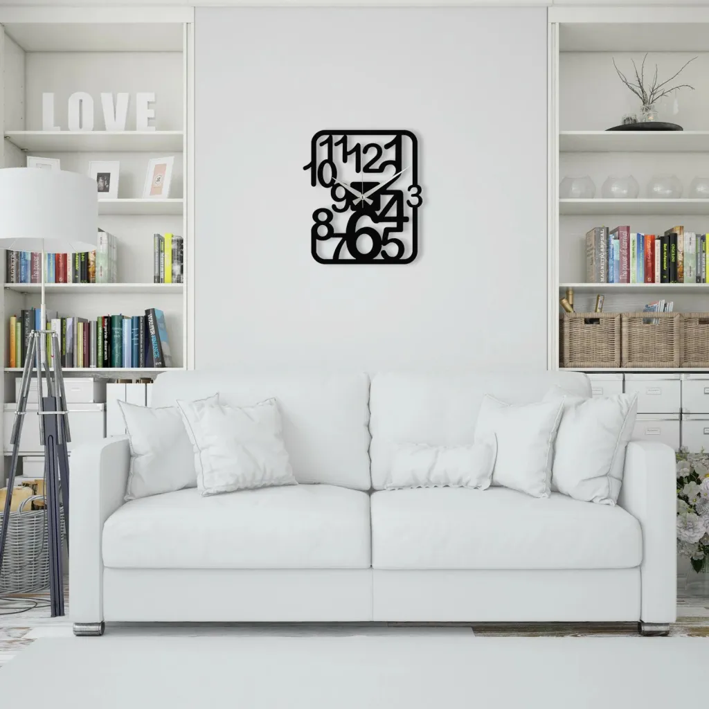 Orë muri dekorative prej metali, Wallity Enzoclock - S021, e zezë, 48x43cm - 2