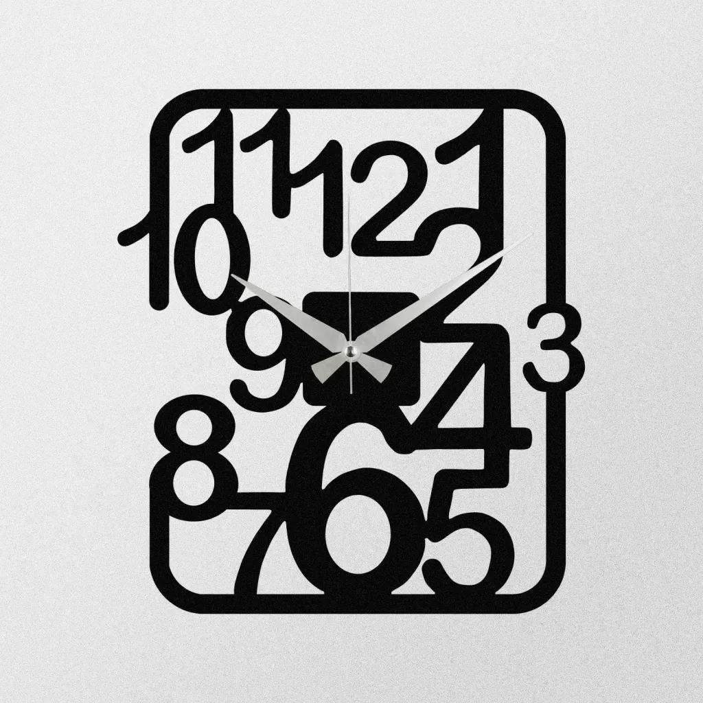 Orë muri dekorative prej metali, Wallity Enzoclock - S021, e zezë, 48x43cm - 4