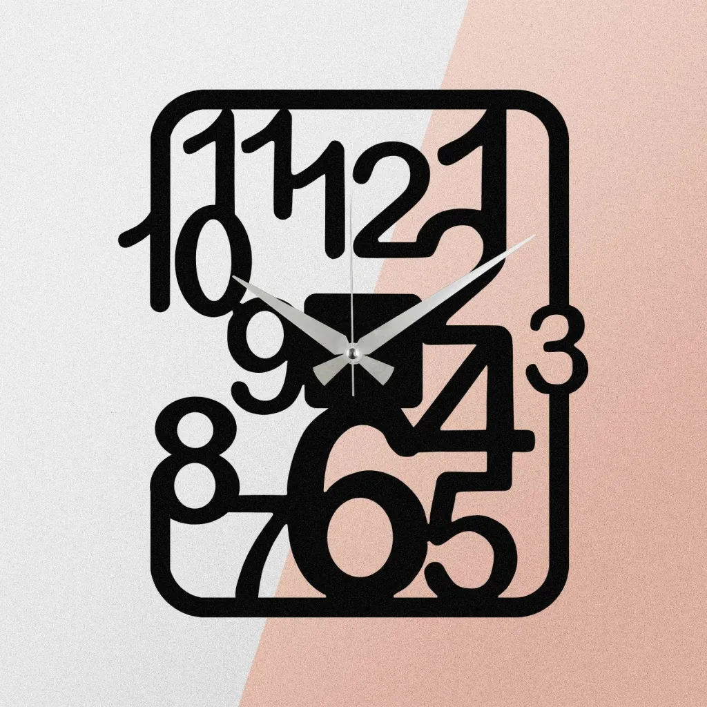 Orë muri dekorative prej metali, Wallity Enzoclock - S021, e zezë, 48x43cm - 5