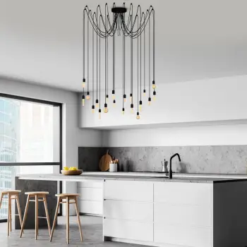 Llambë varëse moderne, e zezë, Opviq Kabluni MR-932