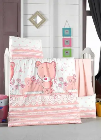 Set mbulesash për quilt për bebe, ngjyrë rozë dhe e bardhë, L'essentiel