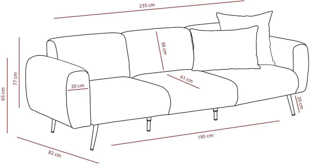 Divan treshe Atelier del Sofa, ngjyrë gri e çelët - 9