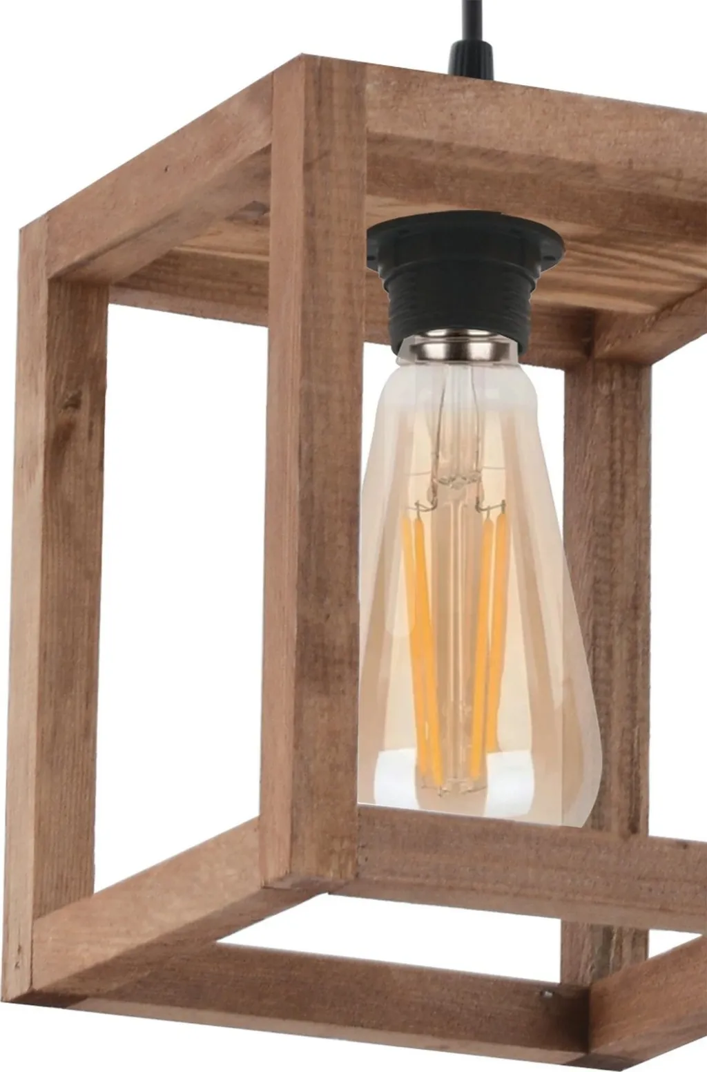 Llambë tavani druri, model Cube, ngjyrë kafe - 4