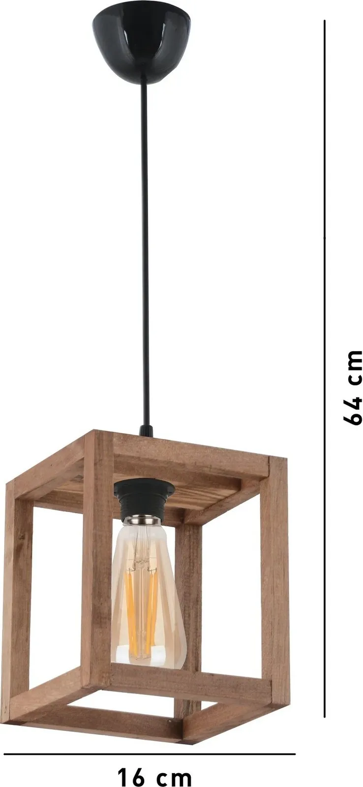 Llambë tavani druri, model Cube, ngjyrë kafe - 5