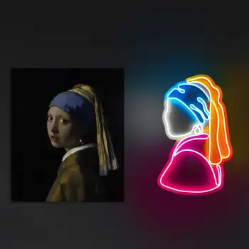 Dritë dekorative LED plastike, Girl With A Pearl Earring, ngjyra të ndryshme, 47x25x2cm