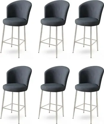 Set karrigesh për bar (6 copë), Hanah Home, Fora, anthracite, krom