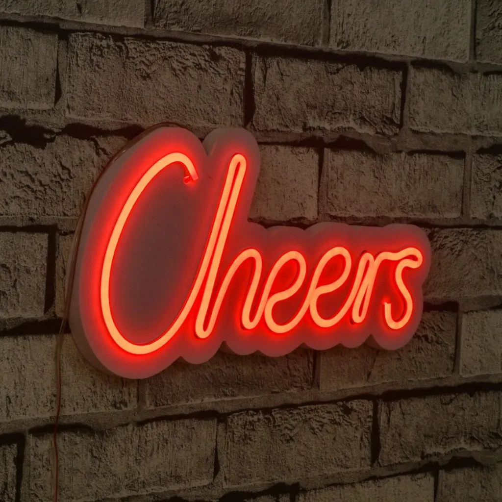 Dekor dritash LED plastike, Cheers, ngjyrë e kuqe - 1