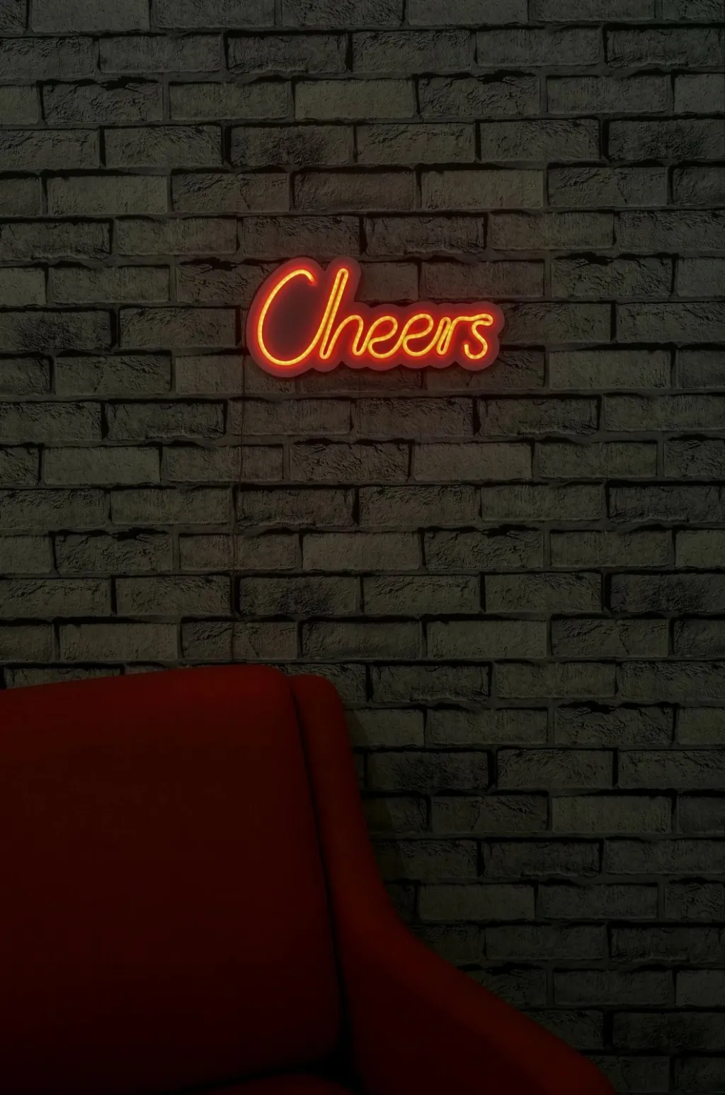 Dekor dritash LED plastike, Cheers, ngjyrë e kuqe - 3