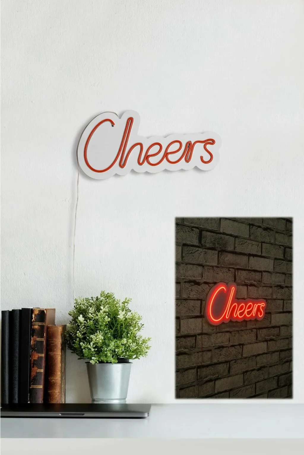 Dekor dritash LED plastike, Cheers, ngjyrë e kuqe - 4
