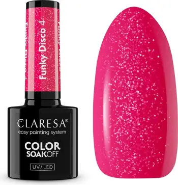 Llak për thonj për femra Claresa Funky Disco Hybrid, 4.5g, rozë e errët me shkëlqim