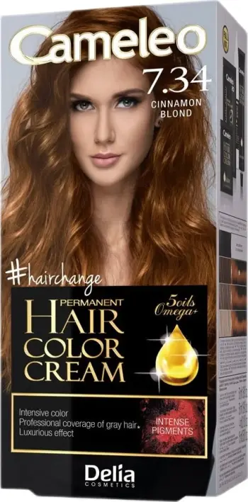 Bojë flokësh Delia Cameleo HCC Omega+, 7.34 Cinnamon Blond, e biondtë