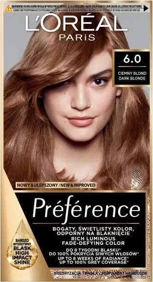 Bojë flokësh L'Oréal Paris Preference 6 Dark Blonde, rezistente, bionde e errët