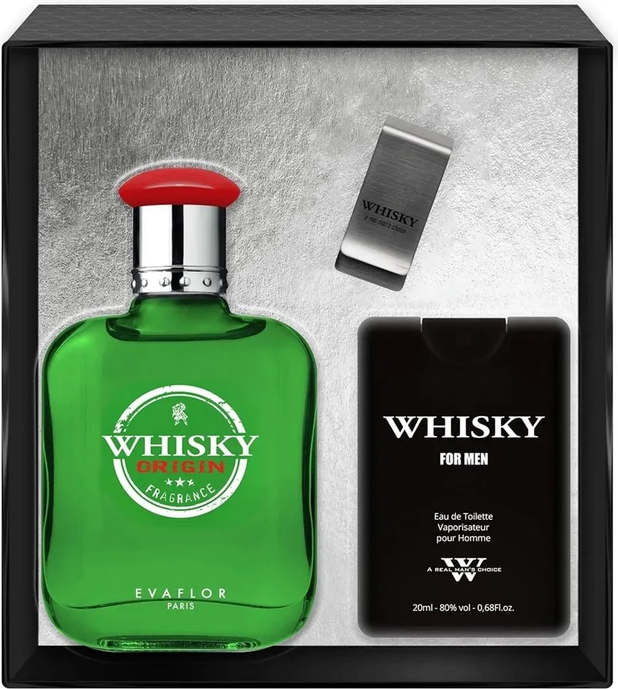 Eau de Toilette set për meshkuj Evaflor Whisky Origin 100ml + 20ml me klip për para - 1