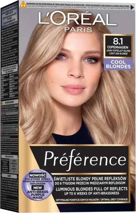Ngjyrë për flokë L'Oreal Paris Preference 8.1 Copenhagen për femra, 1 copë - 1