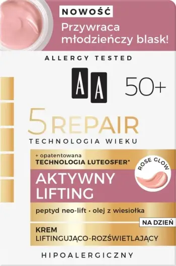 Krem ditor fytyre AA Age Technology 5Repair 50+, lifting dhe ndriçues, 50ml