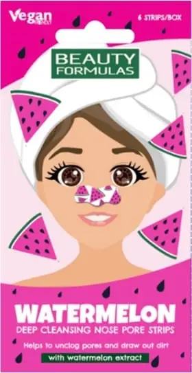 Shirita për pastrim të thellë të hundës Beauty Formulas Watermelon për femra, 6 copë