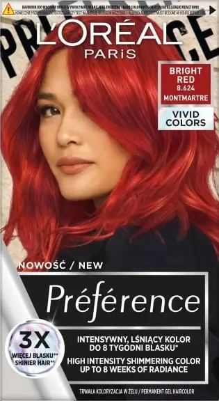 Bojë flokësh L’Oreal Paris Preference Vivid Colors 8.624, e kuqe e ndezur