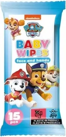 Peceta të lagura për fëmijë Paw Patrol, 15 copë