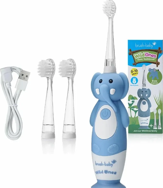 Furçë dhëmbësh elektrike për fëmijë Brush-Baby WildOnes Elephant, 1 copë - 1