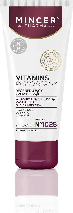 Krem për duar Mincer Pharma Vitamins Philosophy Regenerating No.1025, 100ml - 1