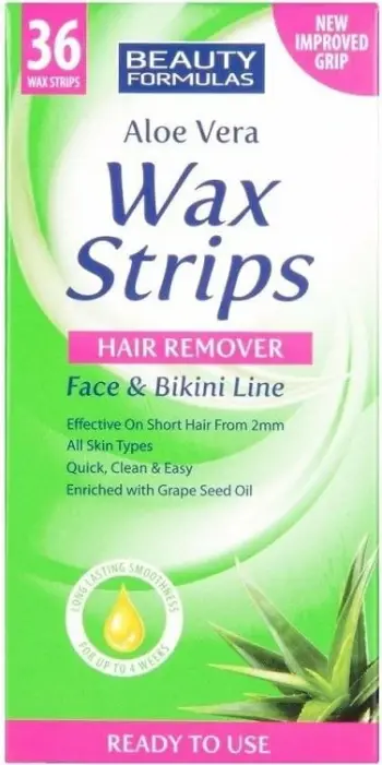Shirita dylli për depilim për femra Beauty Formulas fytyrë dhe bikini, 36 copë Aloe Vera