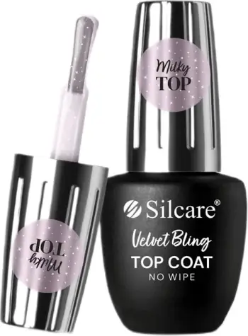 Top coat për thonj Silcare Velvet Bling No Wipe për femra 9ml